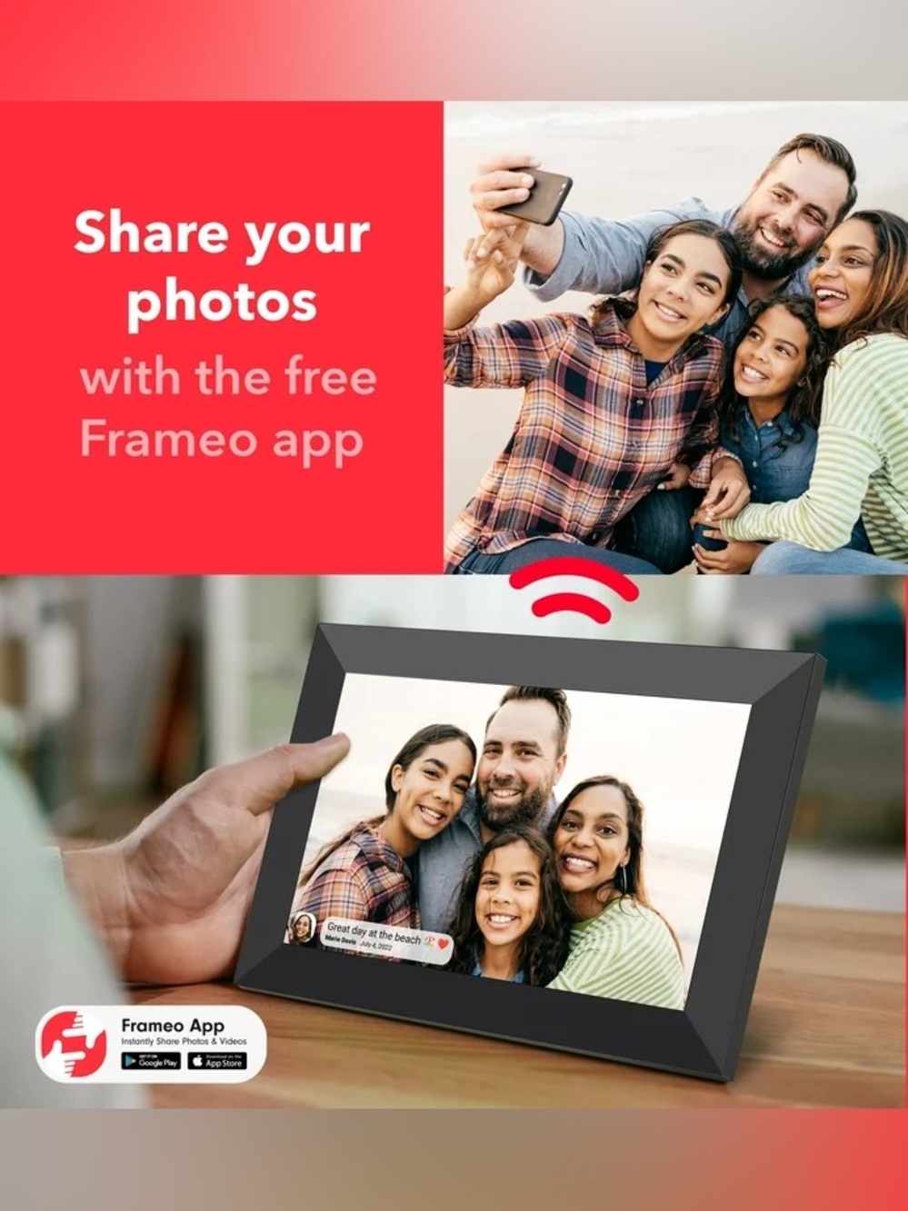 Frameo Digital Photo Frame in Charcoal Black